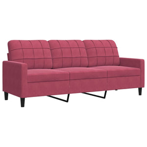 3-tlg. Sofagarnitur Weinrot Samt