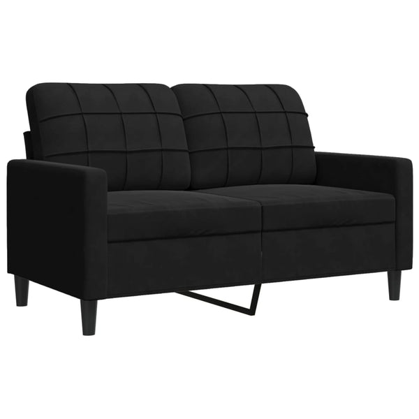 Schwarze Samt Sofagarnitur 3-teilig mit Kissen