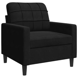 Schwarze Samt Sofagarnitur 3-teilig mit Kissen