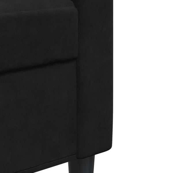 Schwarze Samt Sofagarnitur 3-teilig mit Kissen