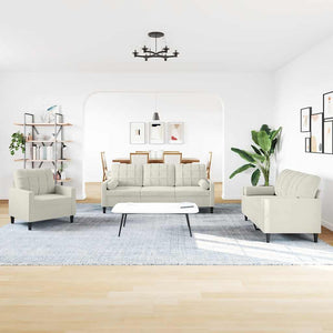 3-teilige Sofagarnitur Creme Samt