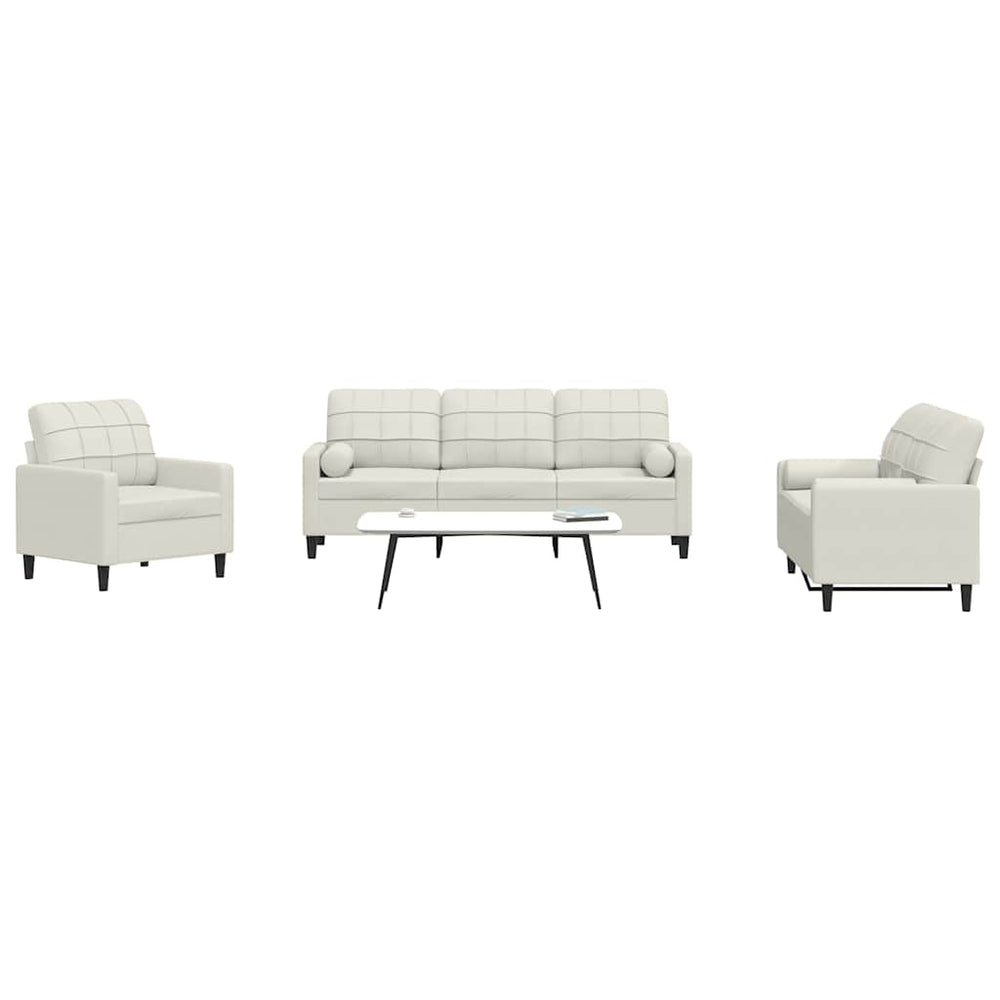 3-teilige Sofagarnitur Creme Samt
