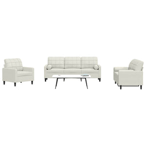 3-teilige Sofagarnitur Creme Samt