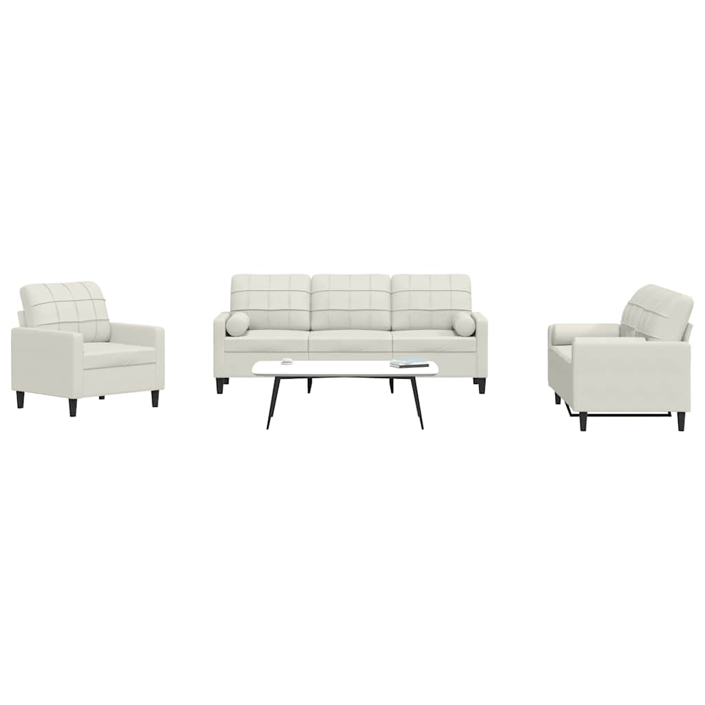 3-teilige Sofagarnitur Creme Samt