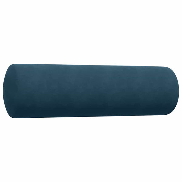 3-tlg. Samt Sofagarnitur Blau mit Kissen