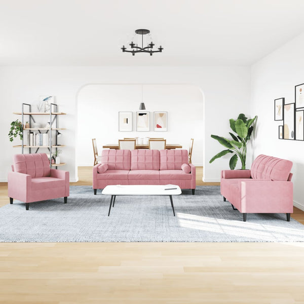 4-teilige Sofagarnitur Rosa Samt