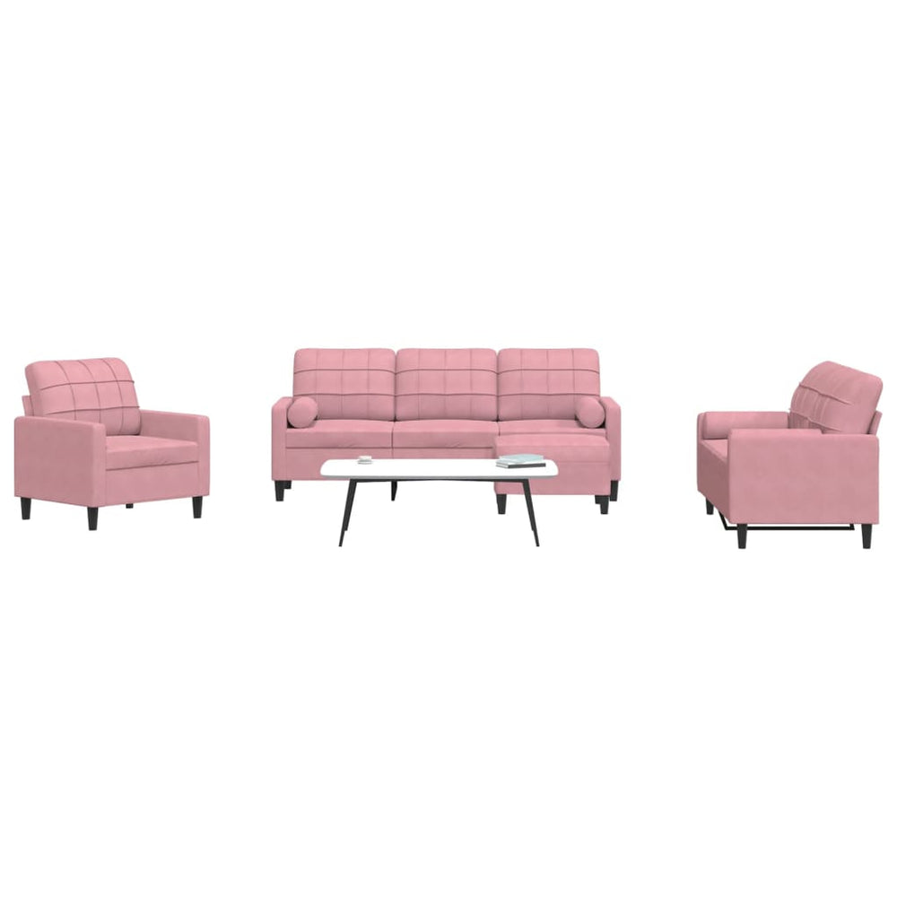 4-teilige Sofagarnitur Rosa Samt