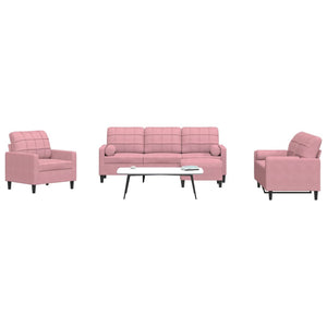 4-teilige Sofagarnitur Rosa Samt