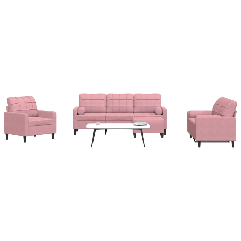 4-teilige Sofagarnitur Rosa Samt