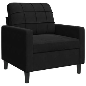 Schwarze Samt Sofagarnitur 4-teilig mit Kissen