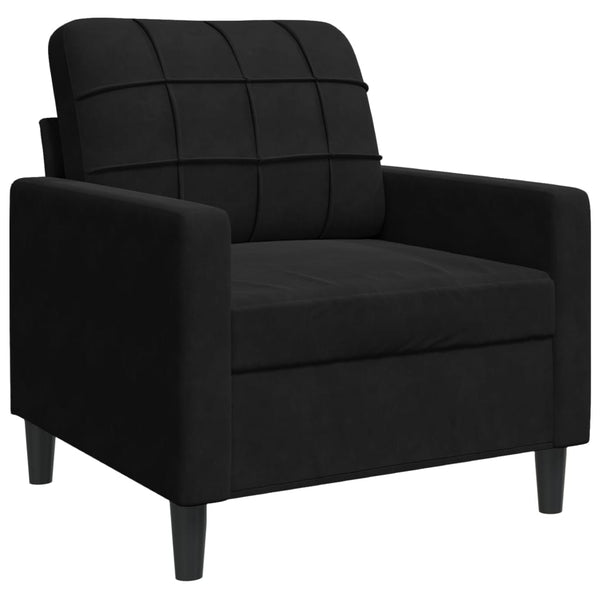Schwarze Samt Sofagarnitur 4-teilig mit Kissen