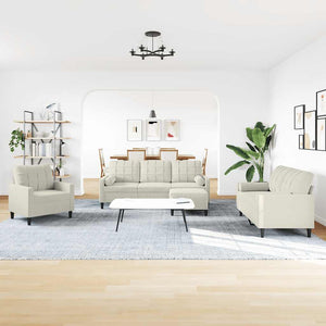4-tlg. Sofagarnitur Creme Samt