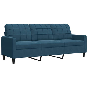 4-tlg. Samt Sofagarnitur Blau mit Kissen
