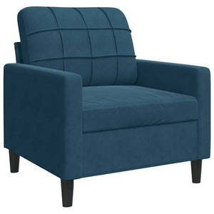 4-tlg. Samt Sofagarnitur Blau mit Kissen
