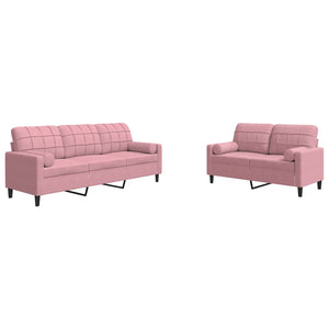 2-tlg. Sofagarnitur Rosa Samt mit Kissen