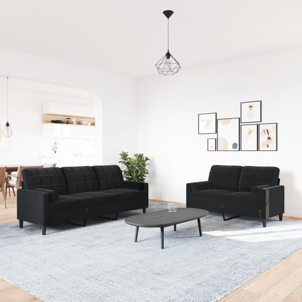 Schwarze Samt Sofagarnitur 2-teilig