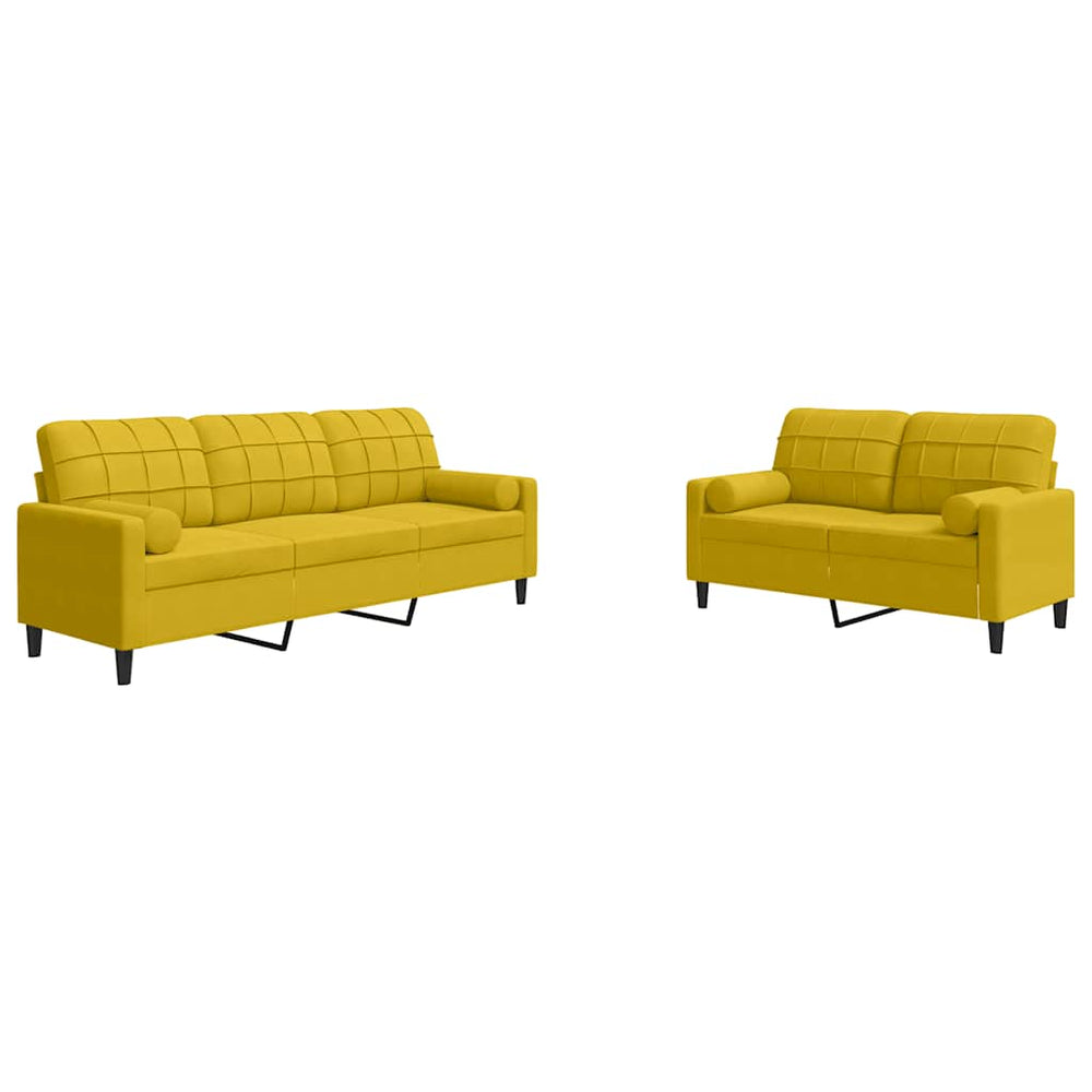 2-tlg. Sofa Set Gelb Samt