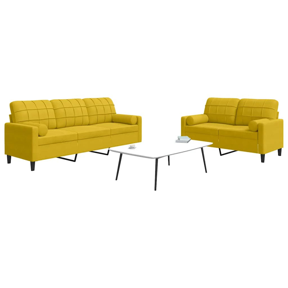 2-tlg. Sofa Set Gelb Samt