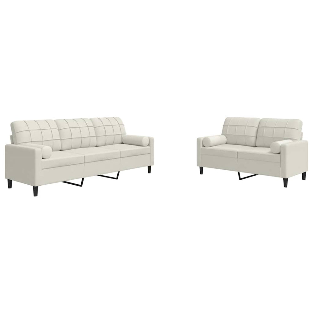 2-tlg. Sofa-Set Creme Samt