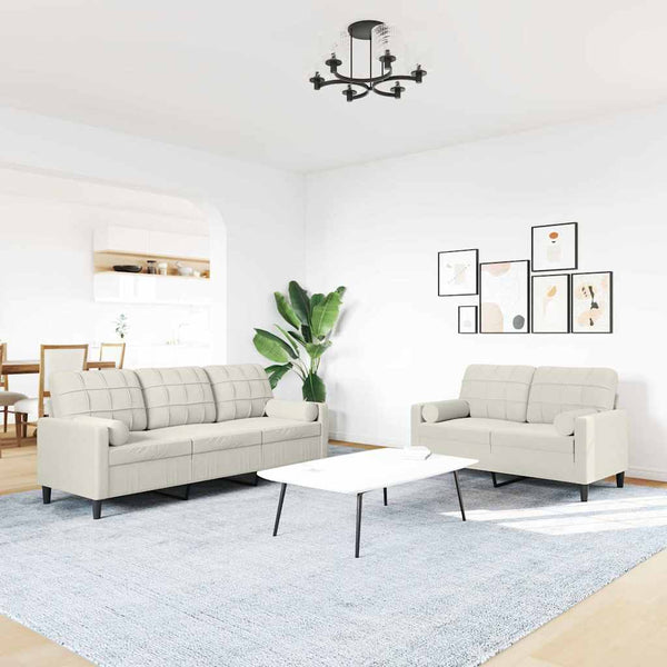 2-tlg. Sofa-Set Creme Samt