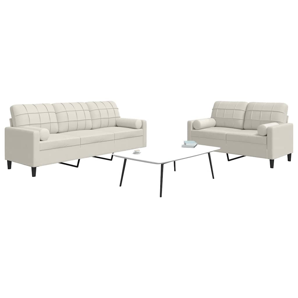 2-tlg. Sofa-Set Creme Samt