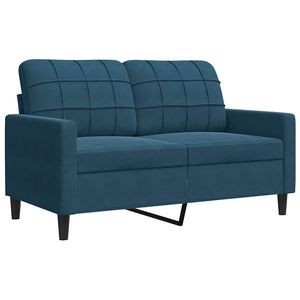2-tlg. Samt Sofagarnitur Blau mit Kissen