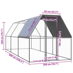 Verzinkter Hühnerkäfig 2x6x2 m