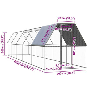 Verzinkter Hühnerkäfig 2x10x2 m