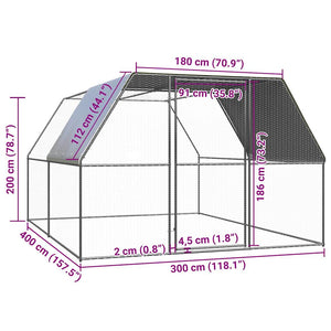 Verzinkter Hühnerkäfig 3x4x2 m