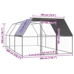 vidaXL Poulailler 3x6x2 m Acier galvanisé