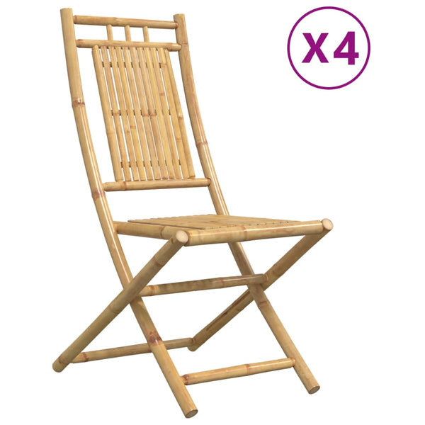 Bambus Gartenstühle 4er Set Klappbar