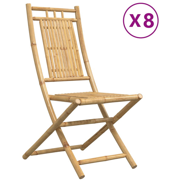 Bambus Gartenstühle, 8er Set, Klappbar