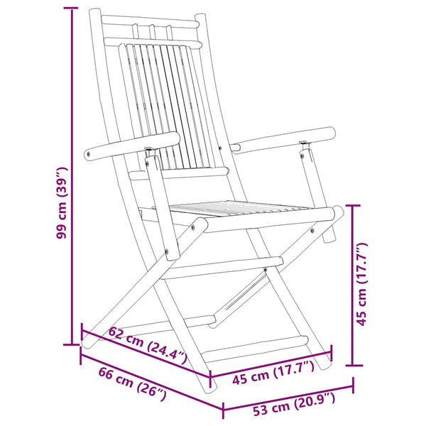 Klappbare Gartenstühle 4er Set Bambus