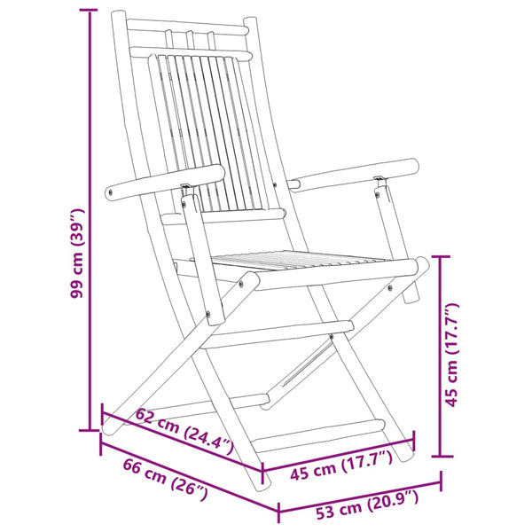 Klappbare Gartenstühle 8er Set Bambus