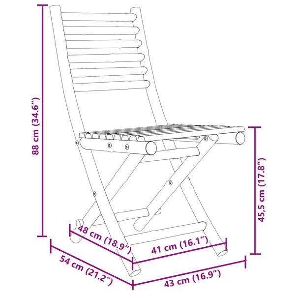 vidaXL Garden Chairs 4 pcs. Foldable 43x54x88 cm Bamboo