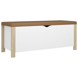 vidaXL Coffre de rangement avec coussin Blanc et chêne Sonoma 105x40x45 cm