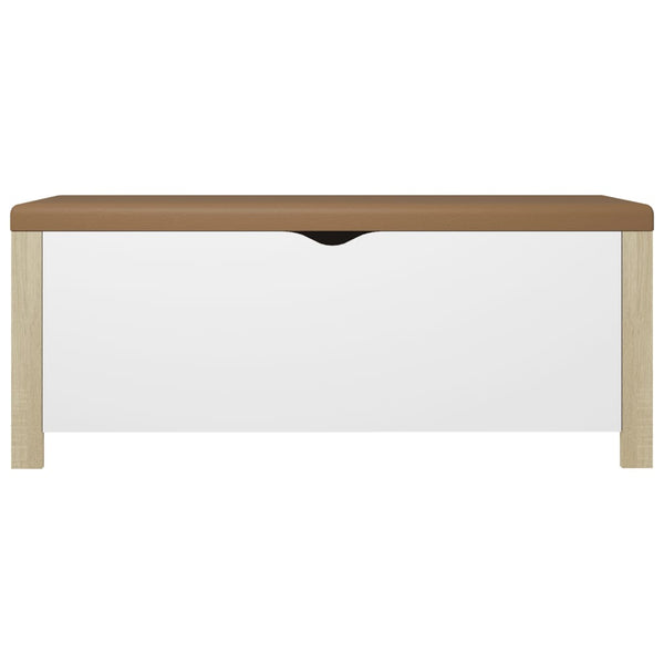 vidaXL Coffre de rangement avec coussin Blanc et chêne Sonoma 105x40x45 cm
