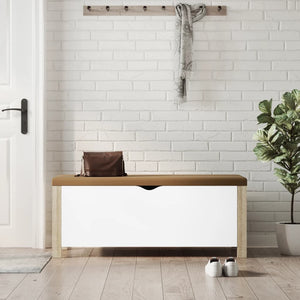 vidaXL Coffre de rangement avec coussin Blanc et chêne Sonoma 105x40x45 cm