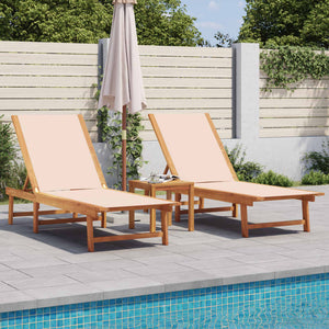 Sonnenliegen 2er Set Creme Akazienholz