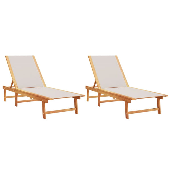 Sonnenliegen 2er Set Akazie Grau