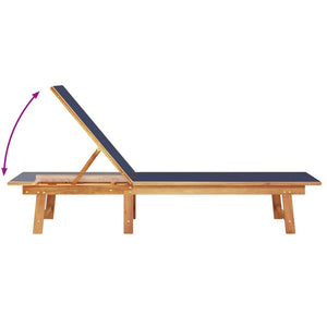 Sonnenliegen 2er Set Blau Akazienholz