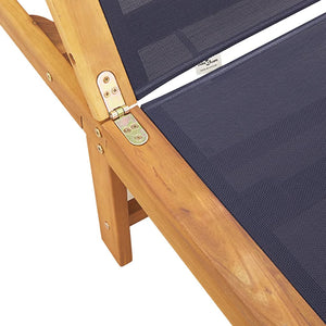 Sonnenliegen 2er Set Blau Akazienholz