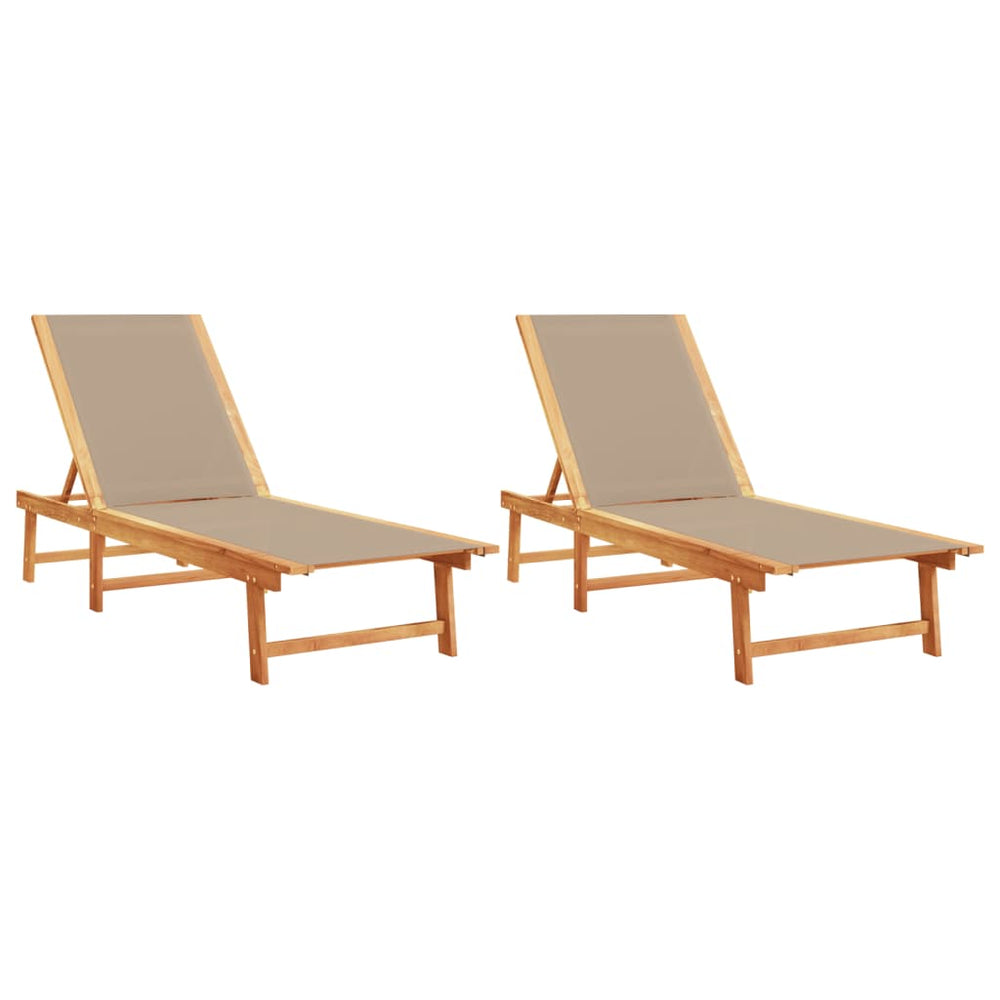 Sonnenliegen 2er Set Akazie Taupe