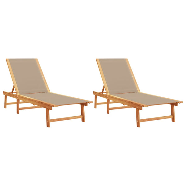 Sonnenliegen 2er Set Akazie Taupe
