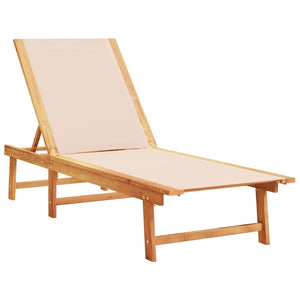 2er Sonnenliegen Set mit Tisch Akazie Creme