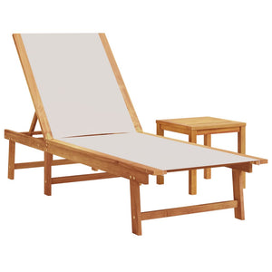 Sonnenliegen 2er-Set mit Tisch Akazie Grau