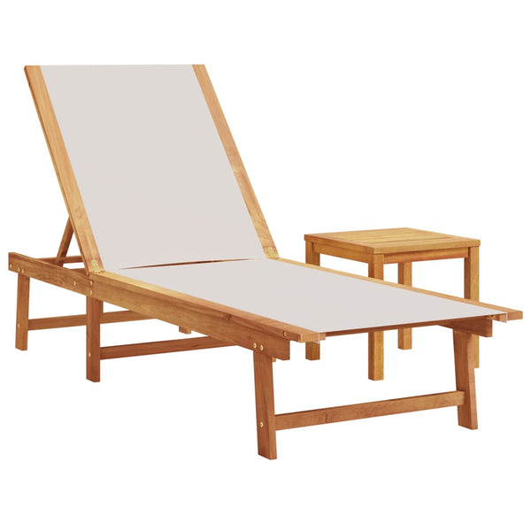 Sonnenliegen 2er-Set mit Tisch Akazie Grau