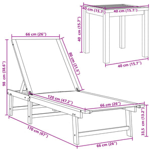 Sonnenliegen 2er-Set mit Tisch Akazie Grau