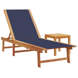 Sonnenliegen 2er Set mit Tisch, Akazienholz