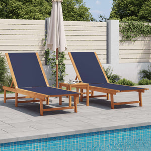 Sonnenliegen 2er Set mit Tisch, Akazienholz